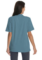 Mastectomy Shirt with Drain Pockets Breast Mastectomy Recovery Supplies Nephrostomy Drain Bag Tummy Tuck Must Haves Clothing Comfy Post OP Camisoles After Mastectomy Short Sleeve Shirts Peacock Blue