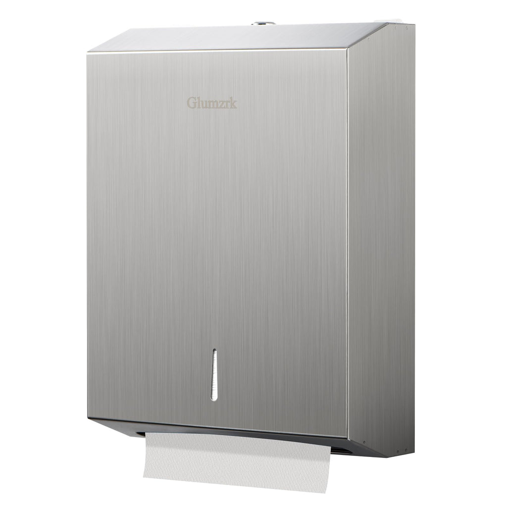 Paper Towel Dispenser Wall Mount, Large Commercial C/Z Tri Fold Multifold Hand Towels Dispenser, Brushed Stainless Steel Paper Towel Holder with Lock for Bathroom, Restroom and Public Places