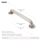 Moen Polished Stainless Bathroom Safety 24-Inch Shower Grab Bar with Concealed Screws for Handicapped or Elderly, R8924