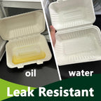 Lxins ECO 9x6 Inch Heavy Duty Clamshell Take Out Containers 【75 Pack】, Compostable Bagasse Food Boxes with Lids, Disposable To-Go Containers for Lunch, Salad, Meal Prep