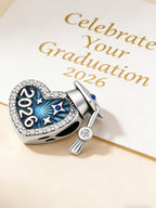 KEQ S925 Silver 2026 Graduation Cap Charms for Pandora Bracelets Necklace