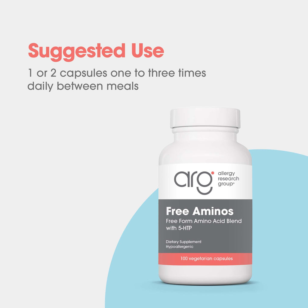 ARG Free Aminos - Free Form Amino Acid Complex with 5-HTP - Essential Amino Acids for Muscle & Neuro Support - Vegetarian Capsules - 50 Servings - 100 Count