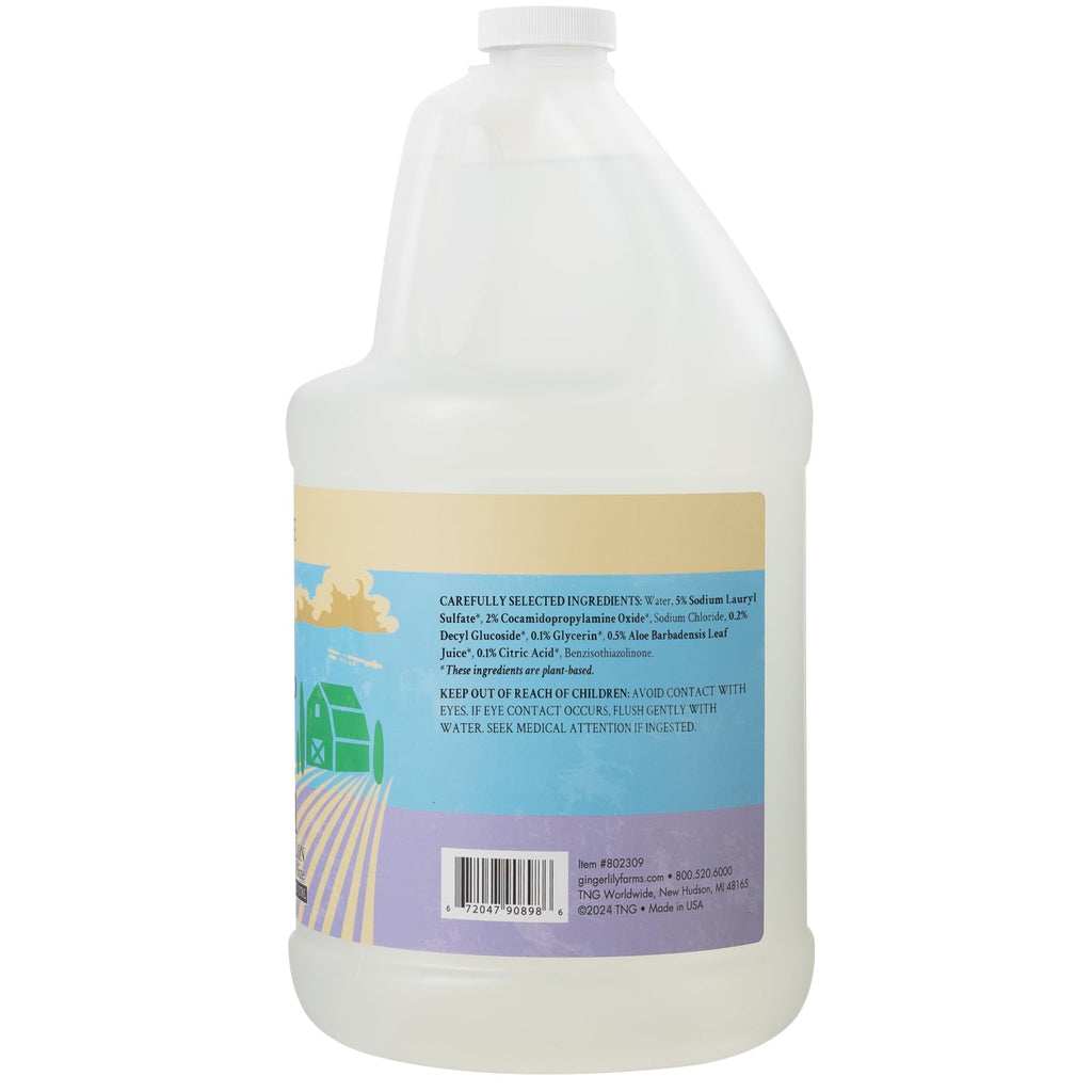 Ginger Lily Farms Botanicals Plant-Based Liquid Dish Soap, Concentrated Formula with Max Grease Cleaning Power, Cruelty-Free, Fragrance-Free, 1 Gallon Refill (128 Fl. Oz.), Clear