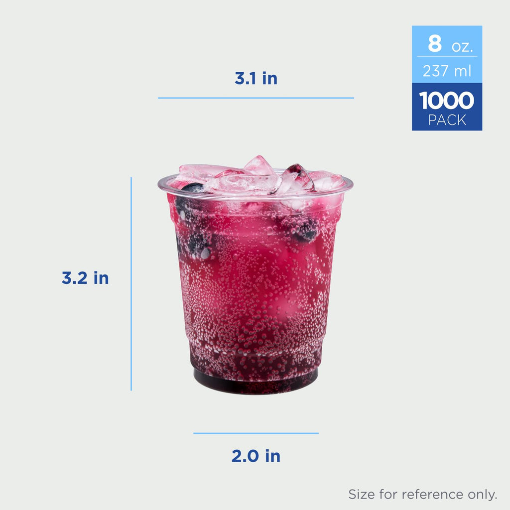 Karat [1000 ct] 8oz Plastic Cups, Clear Disposable Cold Cup for Iced Coffee, Soda, and Juice | 78mm (C-KC8)