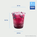 Karat [1000 ct] 8oz Plastic Cups, Clear Disposable Cold Cup for Iced Coffee, Soda, and Juice | 78mm (C-KC8)