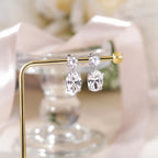 EAMTI Wedding Earrings for Women Cubic Zirconia Dangle Bridal Earrings 925 Sterling Silver Post Oval Earring for Prom Bridesmaid