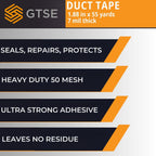 GTSE Red Duct Tape, 2 Inches x 55 Yards (164 ft), Heavy Duty, Waterproof Repair Tape for Indoor or Outdoor Use, 24 Rolls