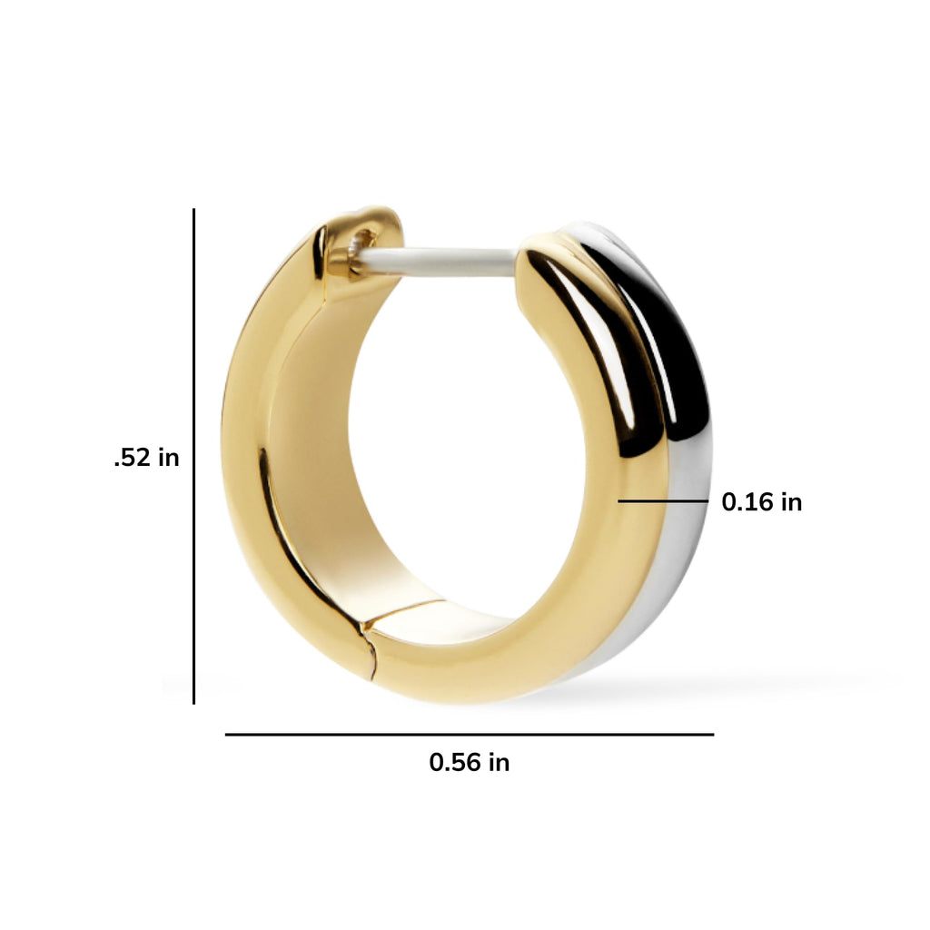Ana Luisa Asher Huggie Hoop Earrings for Women - Silver & Gold Mixed Metal