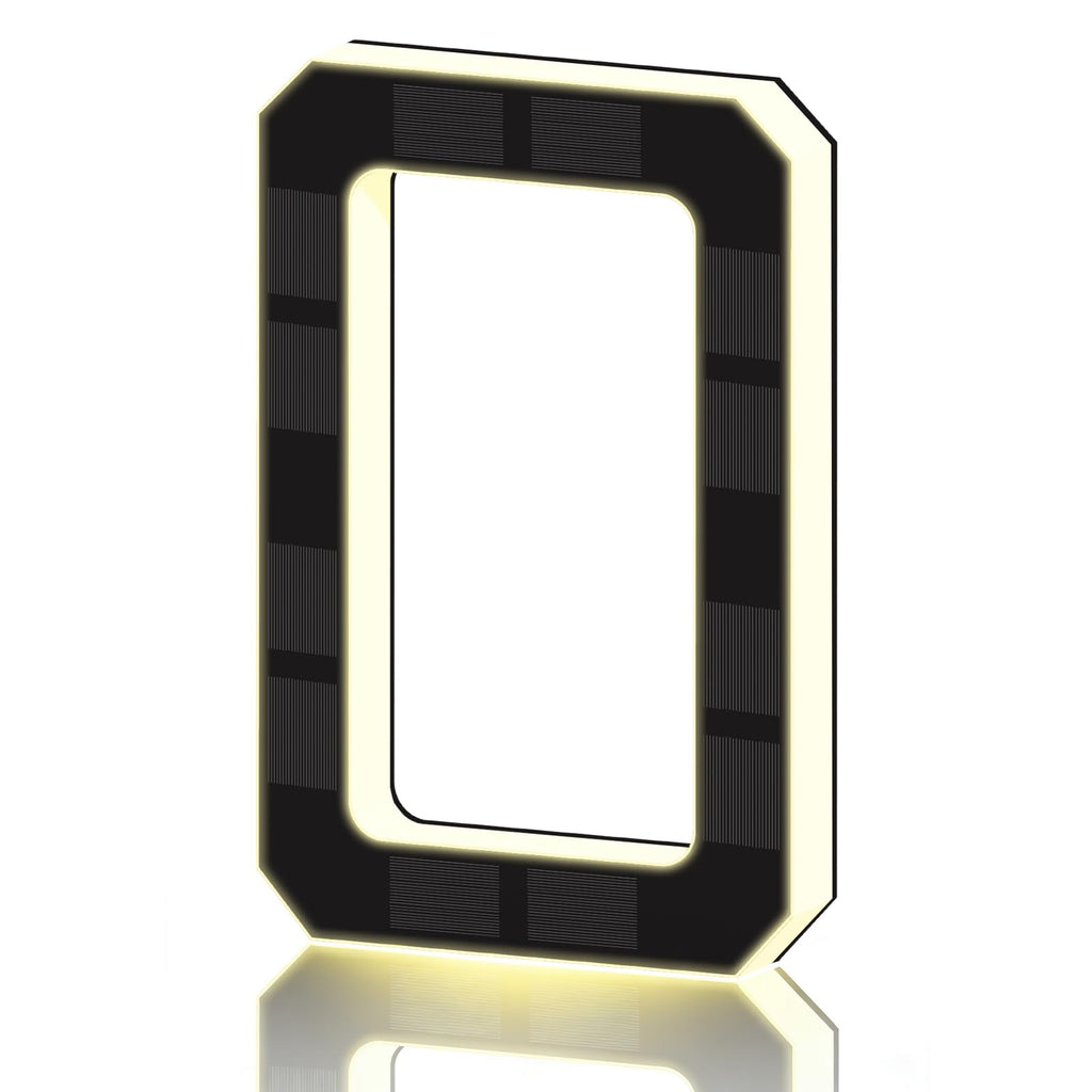 2026 New Solar House Numbers for Outside, Light Up Address Numbers for House, No Drill Adhesive or Screw Mount, IP65 Waterproof LED Illuminated Modern Address Sign, Dusk to Dawn (0, 9 inch)