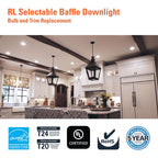 HALO RL 5/6 in LED Recessed Light Trim Selectable Color Temperature 2700K 3000K 3500K 4000K 5000K Dimmable Dim to Warm 600 Lumens Wet Location Indoor Outdoor Retrofit Downlight RL56069FSD2W1EWH