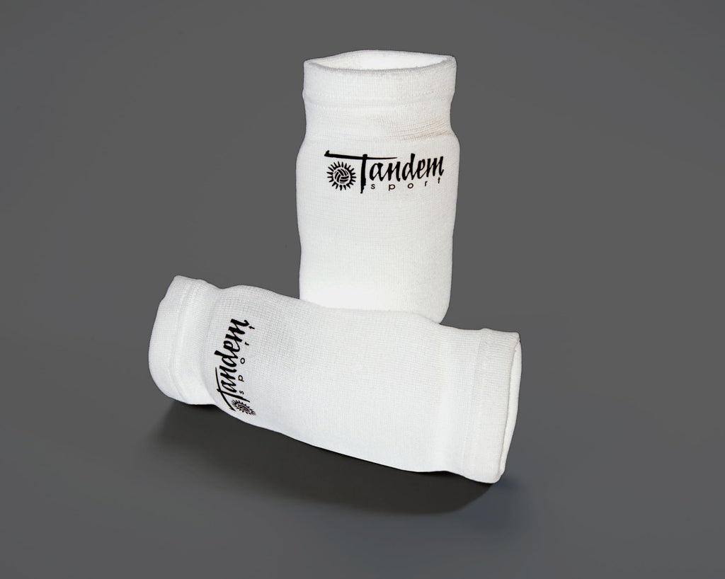 Tandem Sport Volleyball Elbow Pads - Volleyball Pads for Floor Burns and Bruises - Non-Bulky White Volleyball Elbow Pads