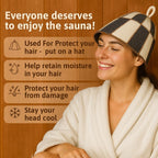 ASKOLD Wool Sauna Hat Checkered - Wool Banya Hat Sauna Cap for Men - Sauna Cap for Women to Protect Hair Grey and White
