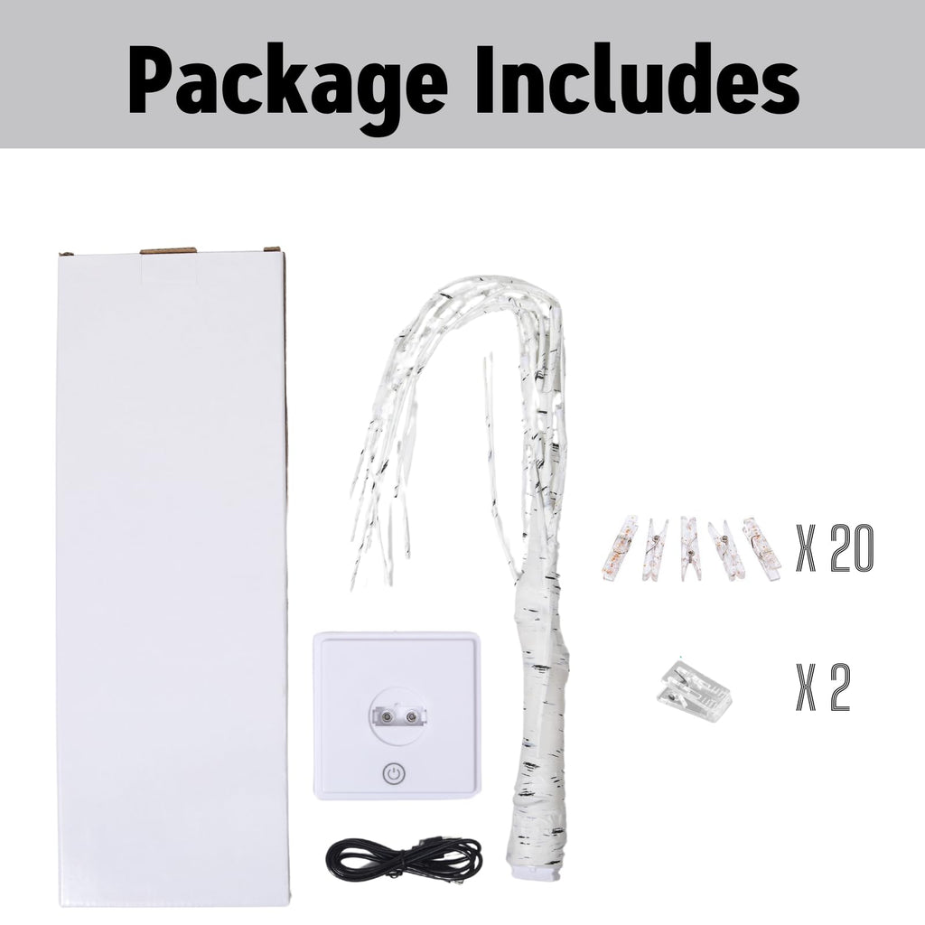 Money Tree Gift Card Holder 24 LED Birch Tree Lamp Battery/USB Powered