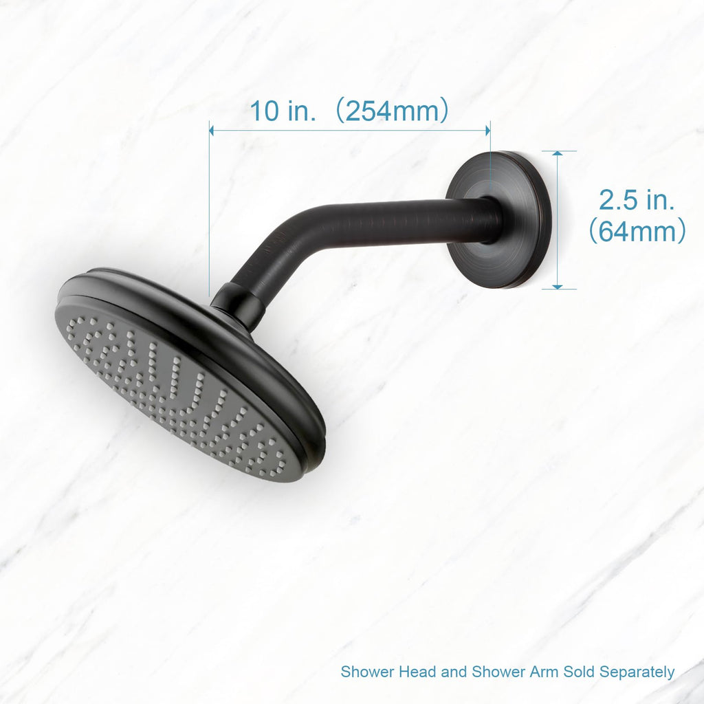 OFFO Shower Arm with Flange, 10 in Oil Rubbed Bronze Wall Mount Replacement Angle Shower Head Arm Wall-Mounted For Fixed Shower Head & Handheld Showerhead