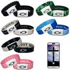 CLZWiiN 6Pcs Daily Bible Verse Bracelets, Jesus Christian Bracelet with NFC, Bible Verses Elastic Wearable, Christian for Women Men Teens Gifts (Color-08)