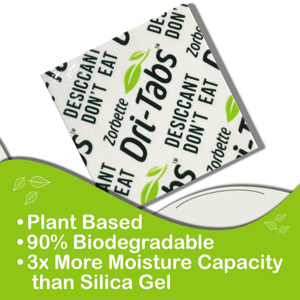 Dri-Tabs | Food-Safe Moisture Absorbers – Keep Fruits, Veggies, Snacks, Bread & More Fresher, Longer! Eco-Friendly, Plant Based Desiccant that Replaces Silica Gel Packets - 3 of 75pk (Green)