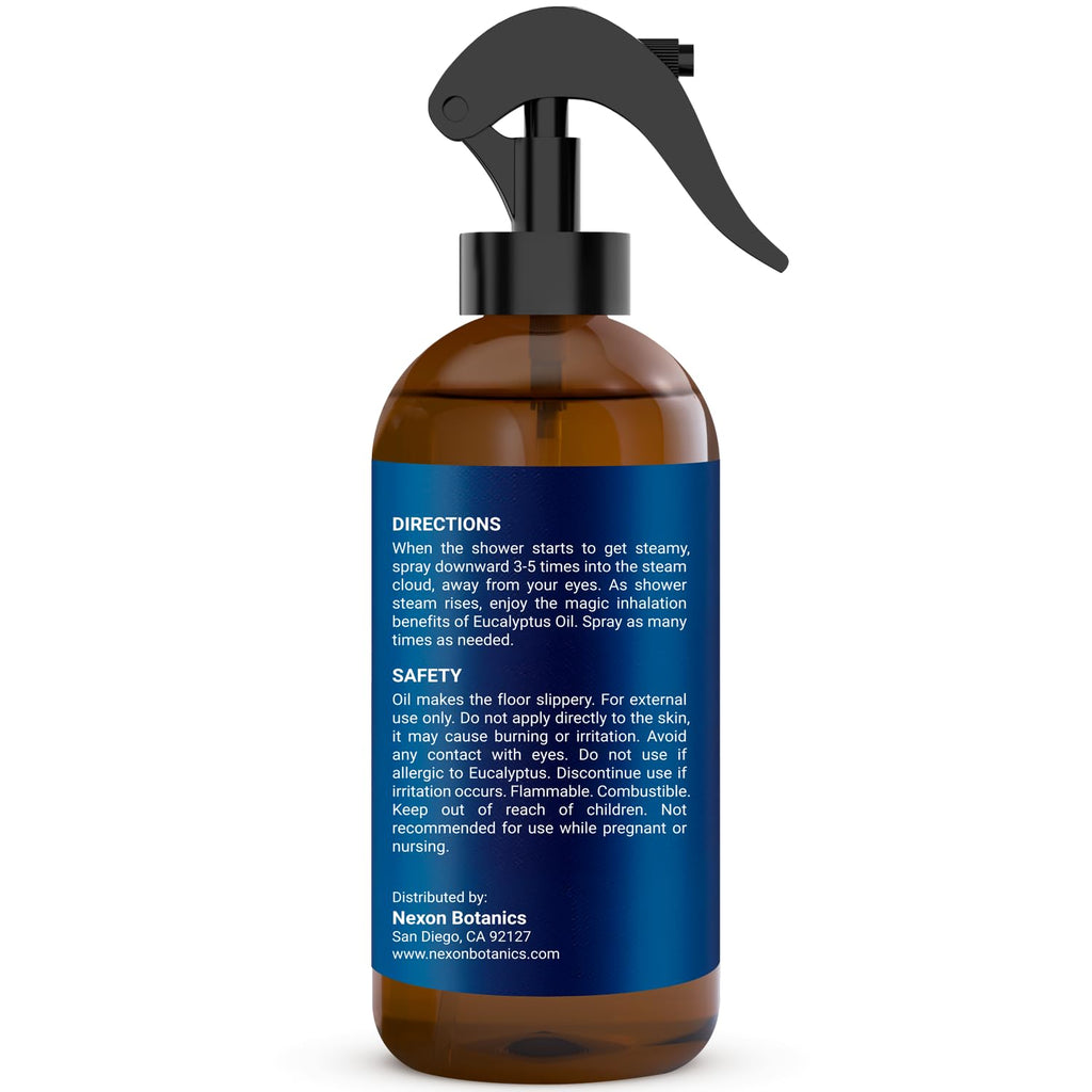 Eucalyptus Shower Spray – Aromatherapy Mist for Steam Showers & Sauna, 8 fl oz – Essential Oil Room & Bathroom Freshener - Nexon Botanics