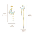SIXFOX Cute Star Earrings for Women, Gold Moon Celestial Earrings, Drop Space Earring for Teen Jewelry Gift