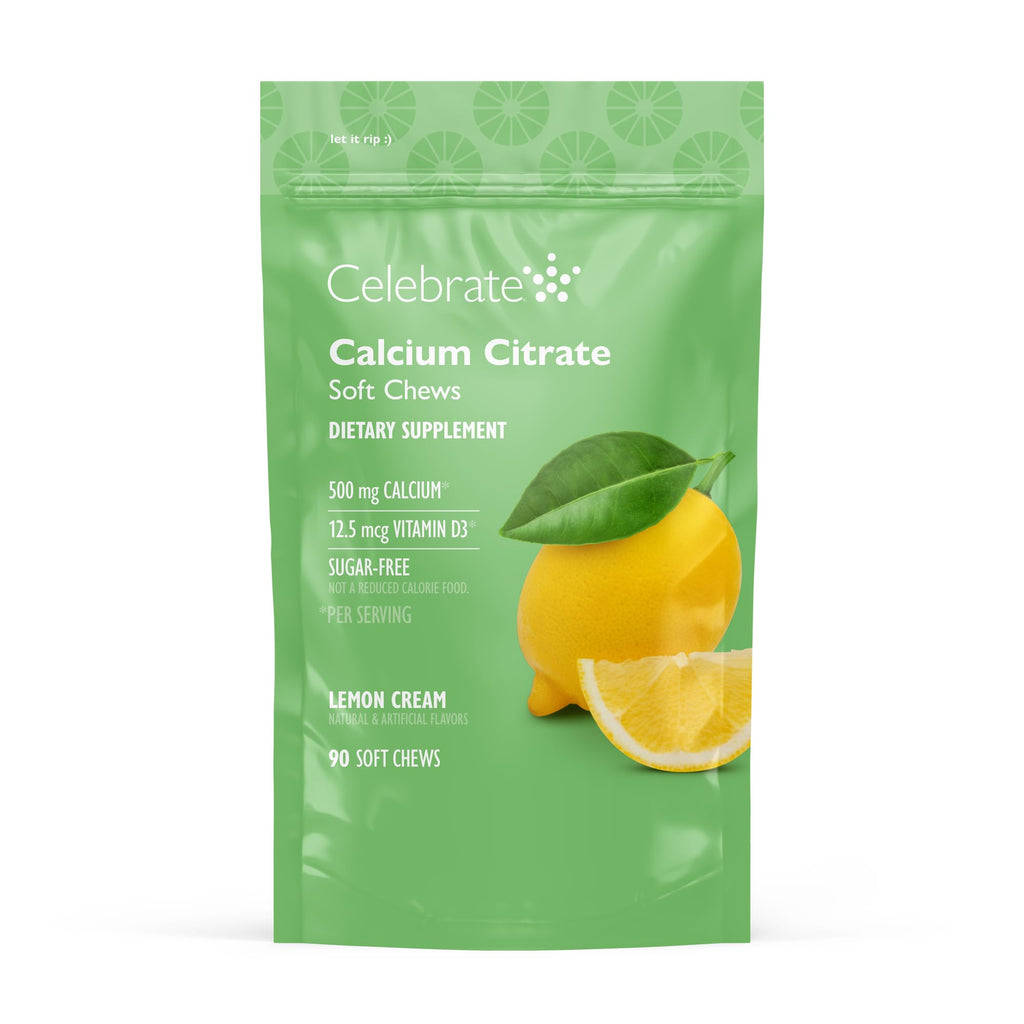 Celebrate Vitamins Bariatric 500mg Calcium Citrate Soft Chews with 500 IU Vitamin D3 – Essential for Gastric Bypass Patients & Bone Health - Sugar & Gluten Free, Lemon (90 Chews)