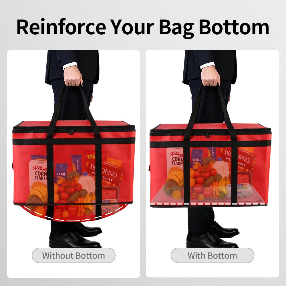 Bodaon Large 3-Pack Insulated Food Delivery Bag with hard bottom, XXXL Pizza Cooler Bags, Rideshare Delivery Bag, Thermal Cold/Hot Styrofoam Carrier for Travel/Shopping/Catering/Car