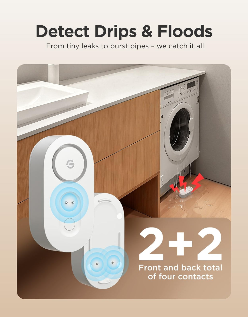 GoveeLife Upgraded Smart Water Leak Detector 1s with 1804 ft Ultra-Long Range, WiFi Water Sensor with SMS/Email/APP Push and Sound Alarm, 5-Year Battery Life, Suit for Home, Basement, Kitchen, 4 Pack