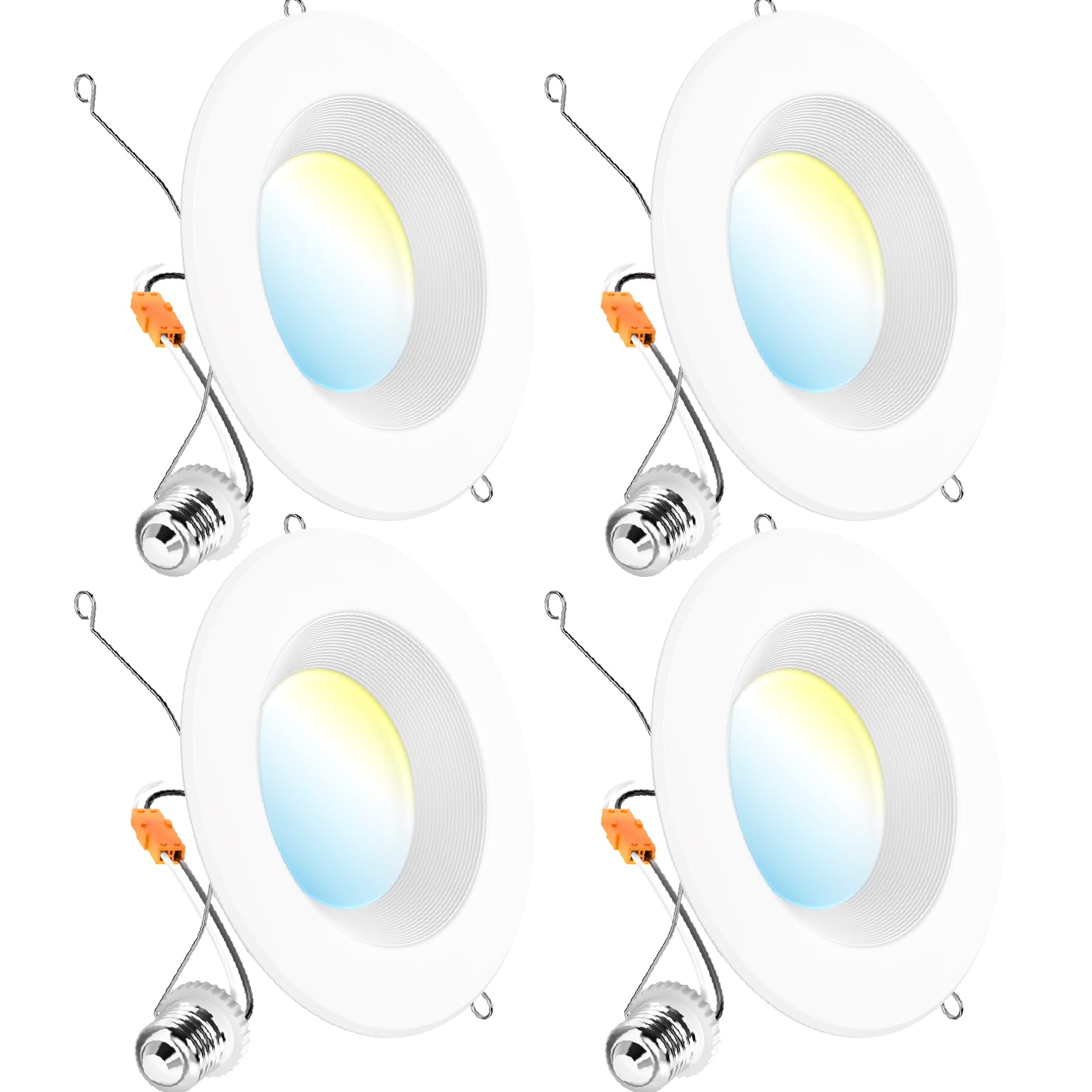 Sunco LED Recessed Lighting 6 Inch, Retrofit Can Lights, 965LM, 13W (100W Equivalent), Selectable CCT 2700K/3000K/3500K/4000K/5000K, Dimmable, Baffle Trim, Damp Rated UL 4 Pack