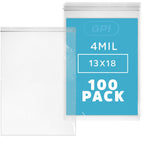 13" x 18" Heavy-duty 2.5 Gallon Zip Bags - 200 Count - Clear Plastic Reclosable Zipper Baggies, 4 Mil Freezer Storage Poly Bags, for Packaging Food, Clothing, Tools & Sharp Objects.