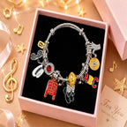 PINPCOO Adjustable Retro Music Legend Bracelet with Red Jacket Hat Glove ABC Charms, Fan Birthday Memorial Gift
