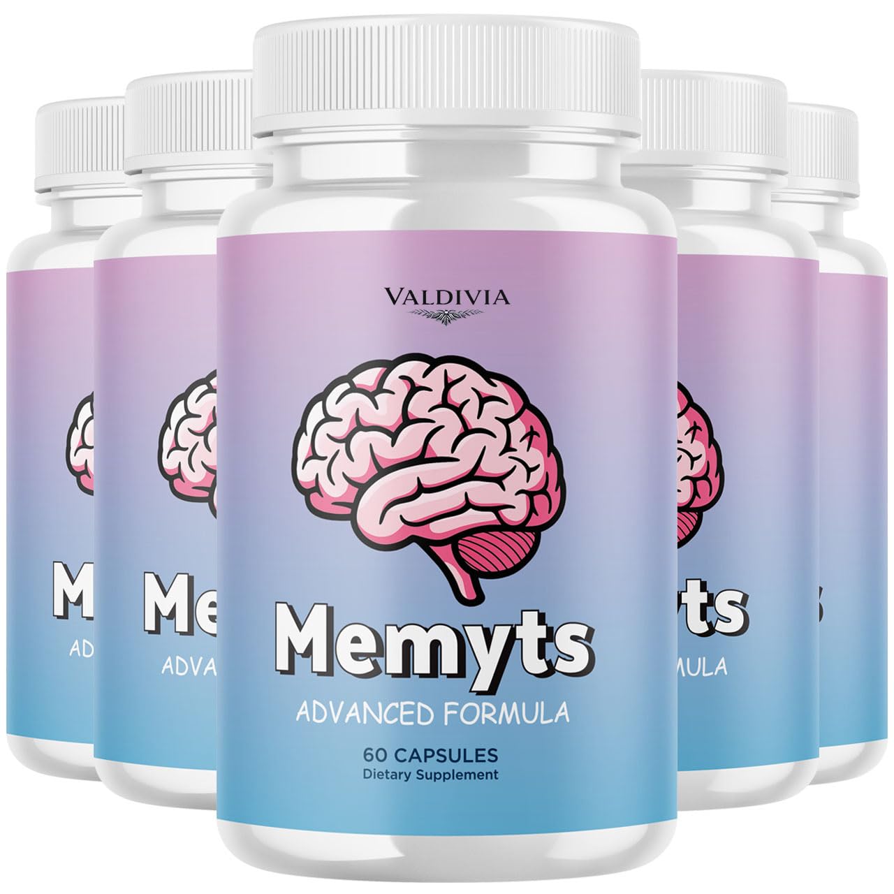 Valdivia (5 Pack) Memyts – Natural Daily Supplement with B Vitamins and Herbal Extracts | Non-GMO | Made in USA | 100% Natural, 300 Capsules, 5-Month Supply