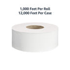 AmazonCommercial 2-Ply White Jumbo Roll Toilet Paper, 9 in, Septic Safe, Compatible with Universal Dispensers, FSC Certified, 1000 Feet Per Roll (Pack of 12)