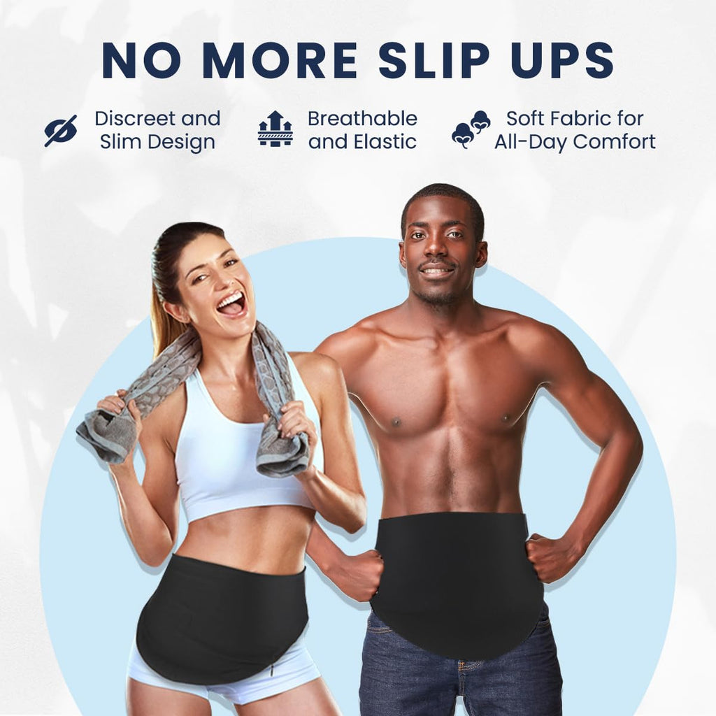 YConnect Ostomy Belt for Men & Women | Colostomy Ostomy Bag Covers for Sports | Discreet Ileostomy Belt | Ostomy Bag Cover | Ostomy Wrap Abdomen | Inner Pocket to Hold Ostomy Pouch (Black, Large)