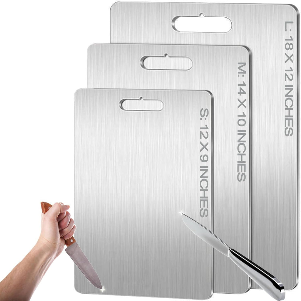 Titanium Cutting Boards - 100% Pure Titanium Cutting Boards for Kitchen - Cutting Edge Hygiene & Durability, Dishwasher Safe Ideal, Perfect for Various Cooking Tasks (14 x 10 in)