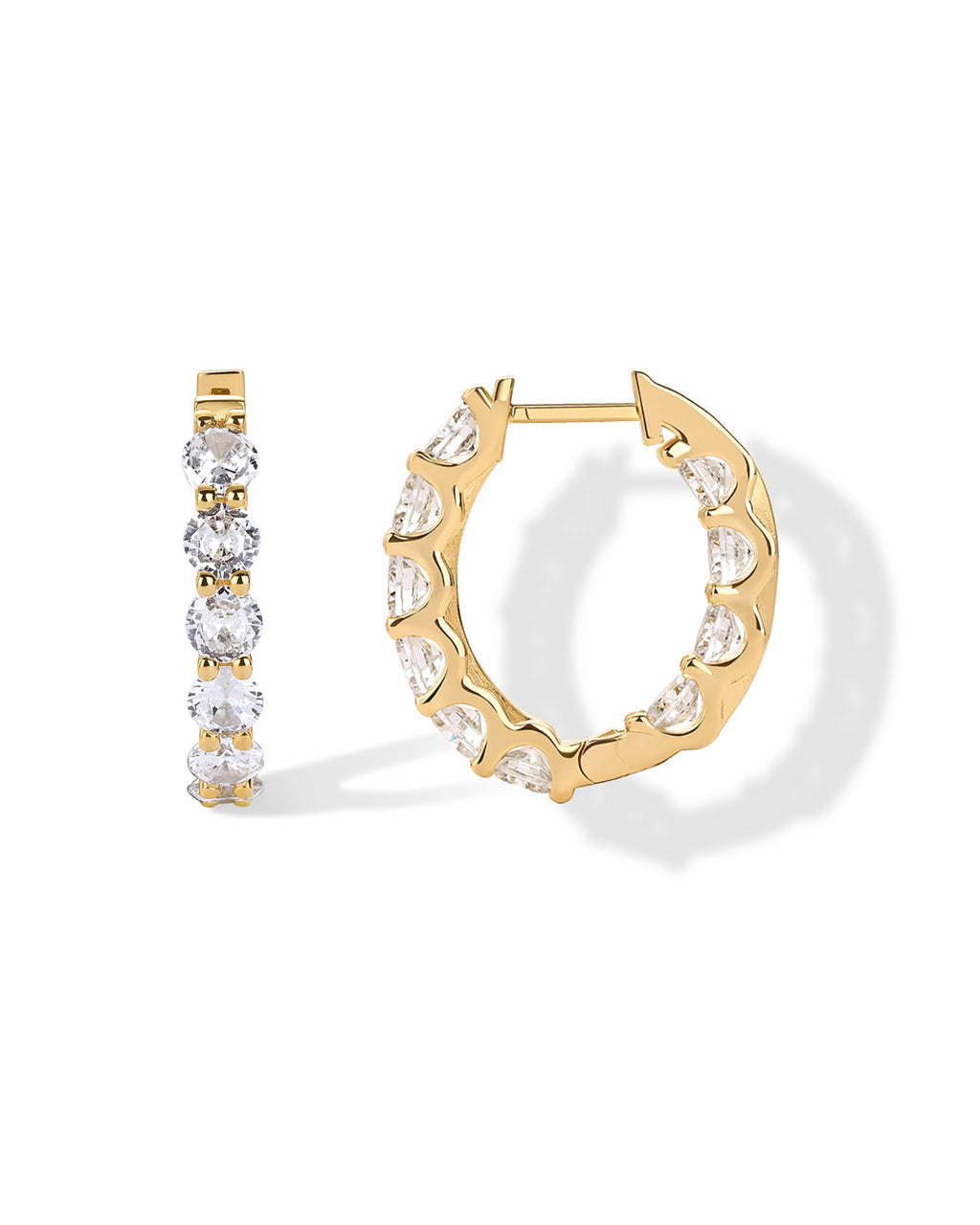 PAVOI CZ Hoop Earrings for Women, Yellow Gold, Size 23 x 17 Millimeters