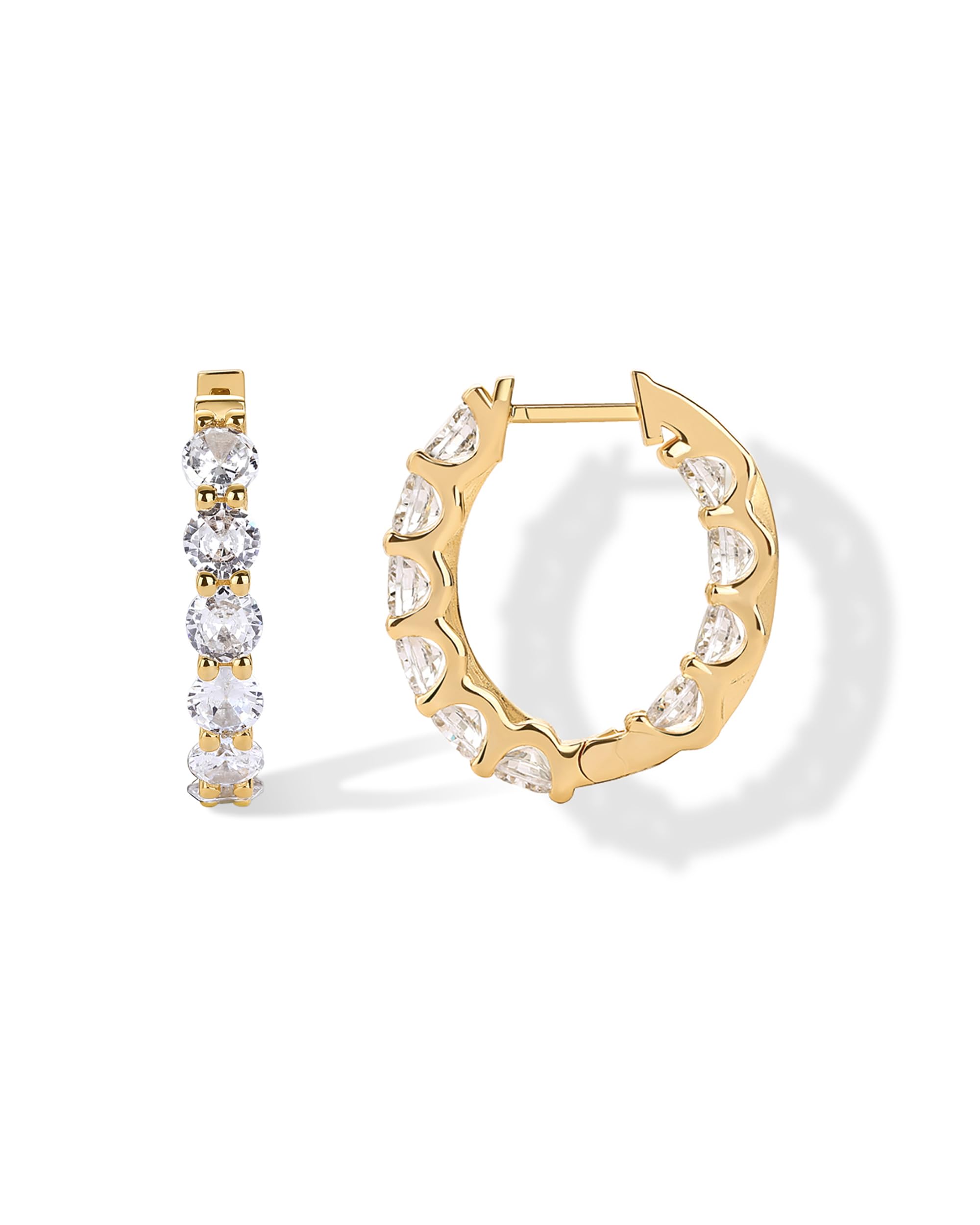 PAVOI CZ Hoop Earrings for Women, Yellow Gold, Size 23 x 17 Millimeters