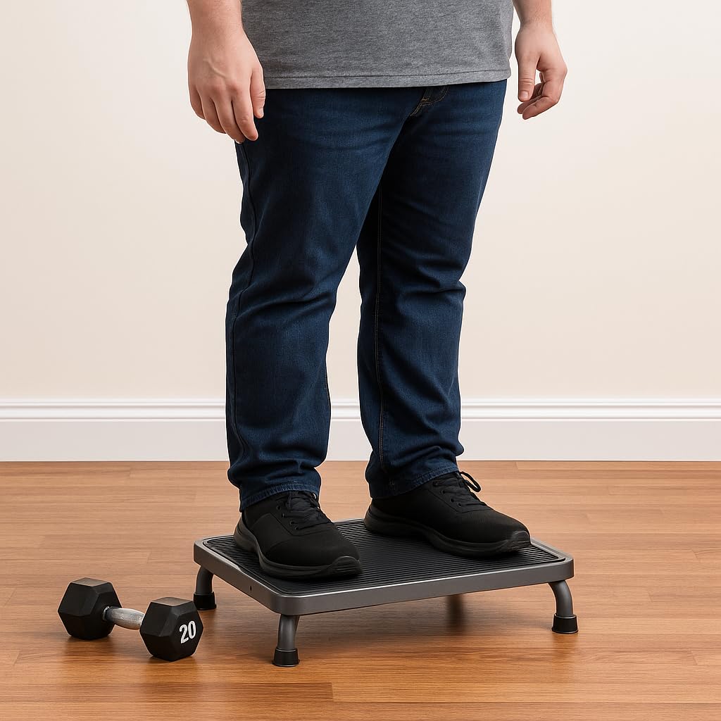 Aeranto Heavy-Duty One Step Stool with Carry Handle – 4.1" Low Foot Stool, Non-Slip Rubber Platform, 500lb Capacity – Portable Safety Step Stools for Adults, Seniors, Bathroom, Bed, SUV, 17"x13"