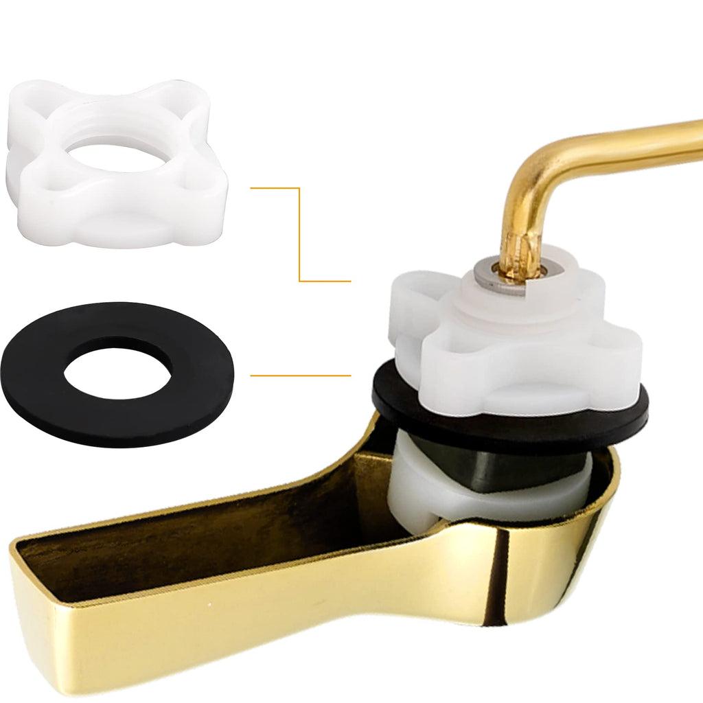 Hibbent Universal Metal Front Mount Toilet Handle Replacement Kit, Brass Toilet Flush Tank Lever with Stainless Steel Flapper Chains for Most Toilets, Shiny Gold