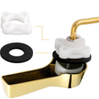 Hibbent Universal Metal Front Mount Toilet Handle Replacement Kit, Brass Toilet Flush Tank Lever with Stainless Steel Flapper Chains for Most Toilets, Shiny Gold