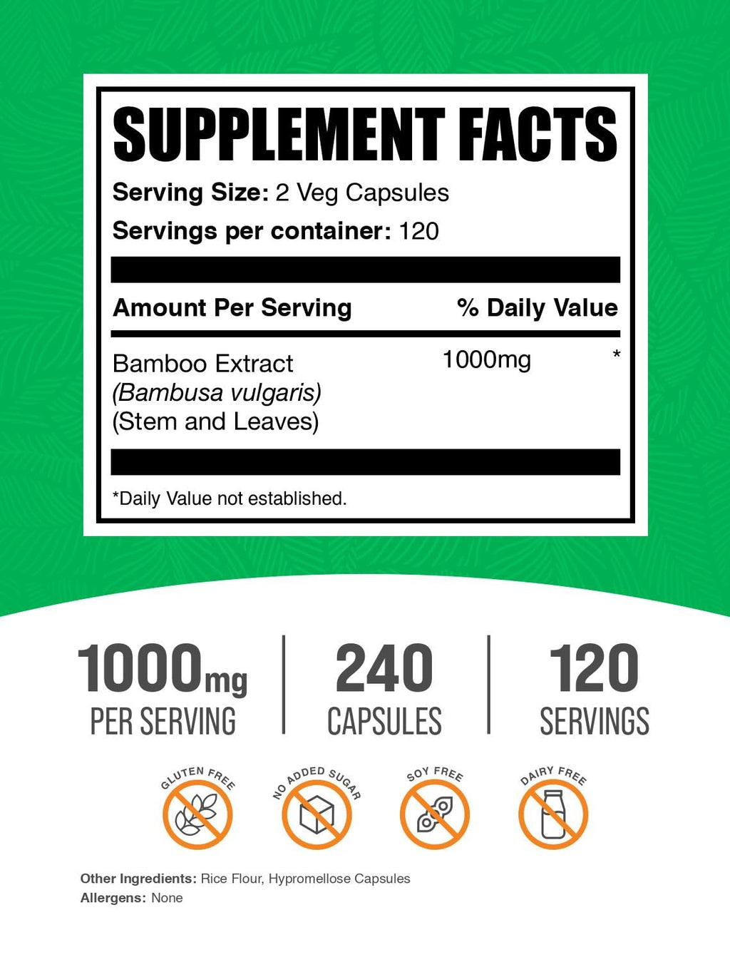 BulkSupplements.com Bamboo Extract Capsules - 240 Count (Pack of 1)