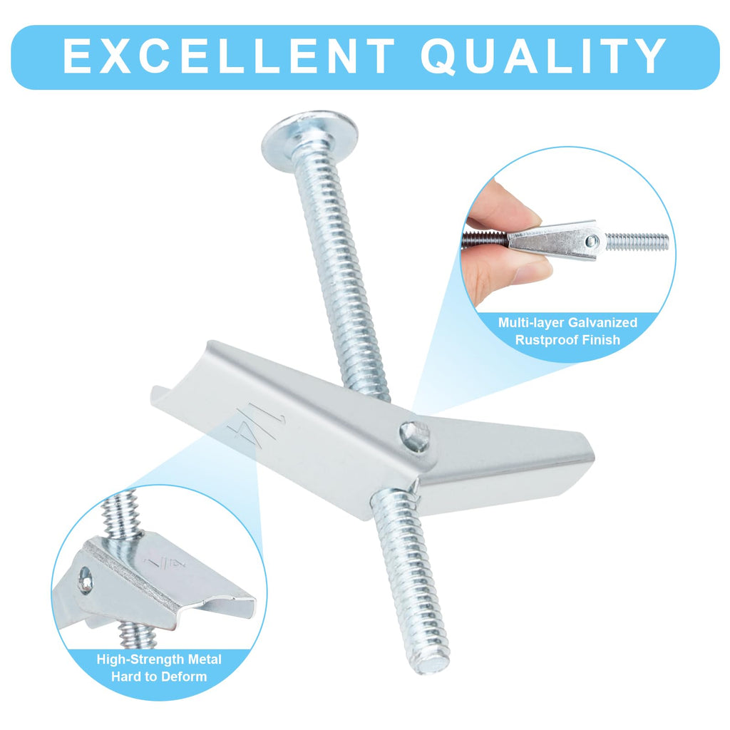 26 Sets 3 Size Toggle Bolts Heavy Duty Metal Drywall Anchors Kit