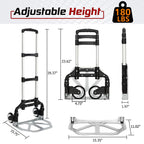 Wawxmo Folding Hand Truck Aluminum Portable Folding Hand Cart 180lbs Capacity Hand Cart and Dolly Ideal for Home, Auto, Office,Travel Use,Black