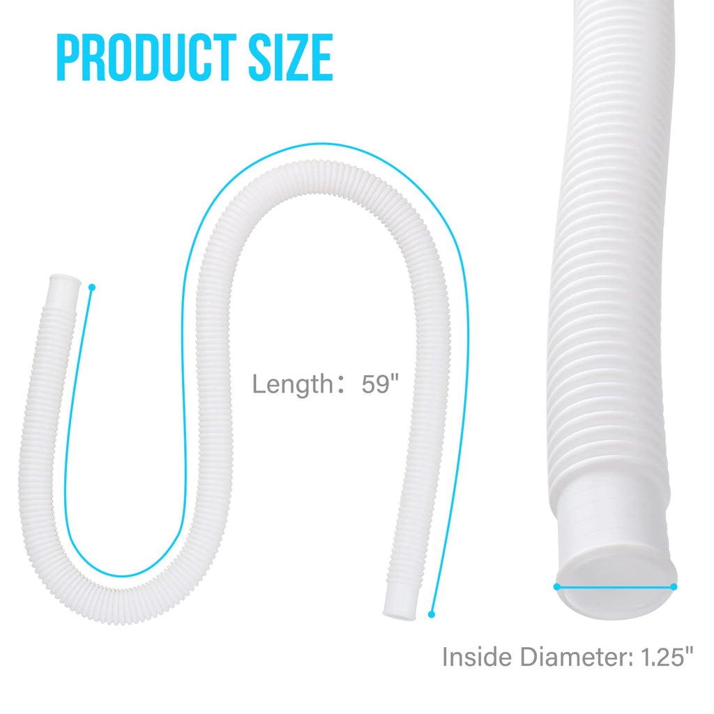 Pool Pump Hose for Above Ground Pools, 2 Pack 1.25" Diameter Pool Filter Hose Accessory Pool Pump Replacement 59 Inch Long with 2 Clamps and 2 Pipe Holders