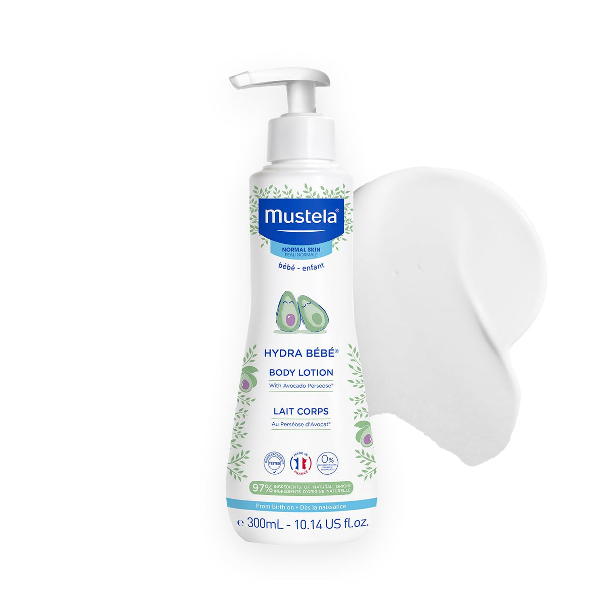 Mustela Hydra Bebe Body Lotion - Daily Moisturizing Baby Lotion with Natural Avocado, Jojoba & Sunflower Oil - 10.14 fl. oz.