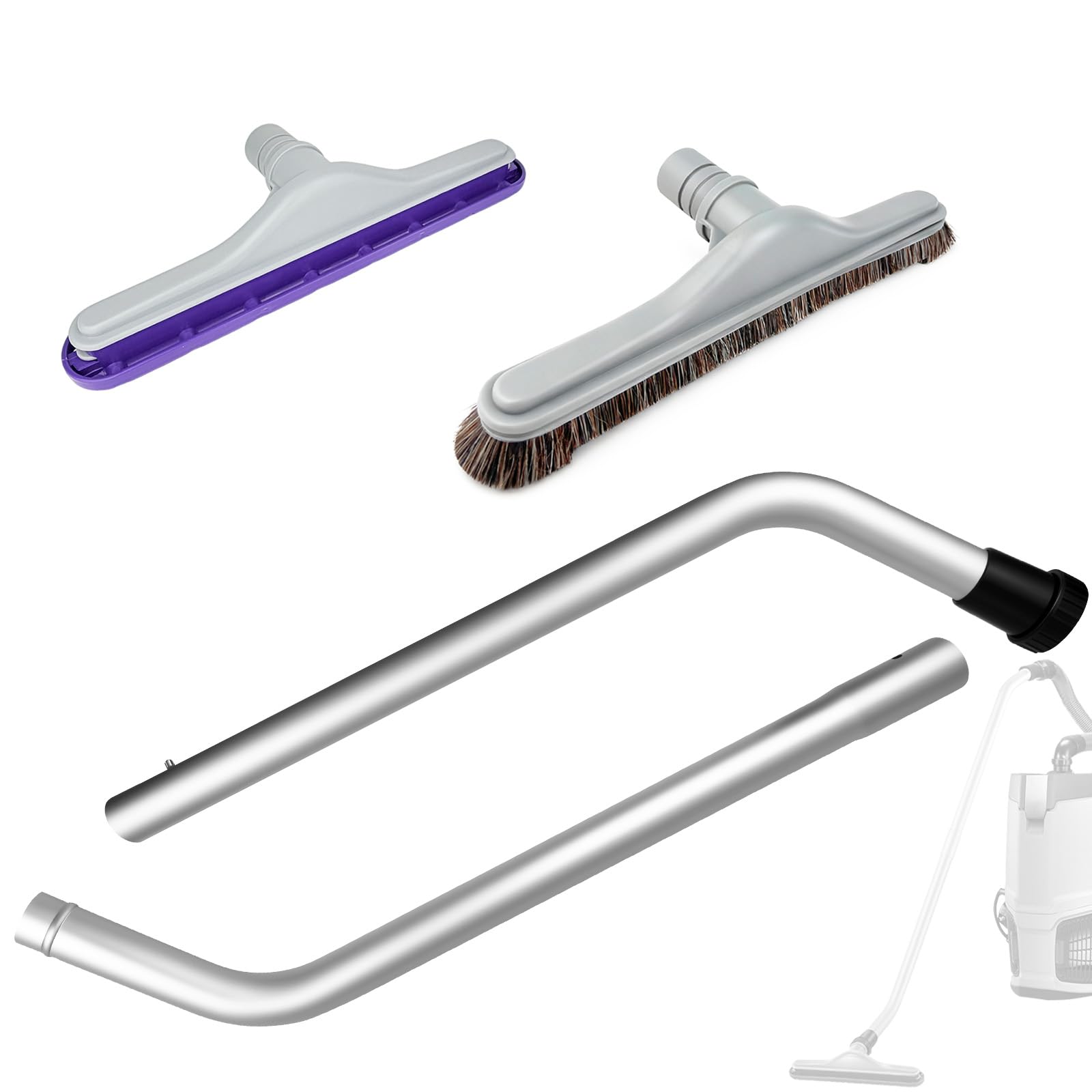 YZXQWRON Backpack Vacuum Floor Tool Set Compatible with ProTeam Vacuum & Hoover C2401, S Wand + 14" Horsehair Brush + 14" Carpet Brush, 1.5" Connection, Replacement Parts for ProTeam Backpack Vacuum