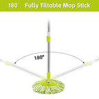 Spin Mop Replacement Handle, 47.6-inch 360 Degrees Rotating Telescopic Replacement Mop Stick with a Robust Stainless Steel Disc for Spin Mop Bucket Cleaning System (Stainless Steel Disc,Green)