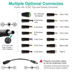Universal Power Supply 3V~24V 3A 72W Adjustable Variable 3V 5V 9V 12V 18V 20V 24V AC/DC Adapter Charger, 100V-240V AC to DC Converter with 14 Tips, Polarity Converter and 4-Way Power Splitter Cable