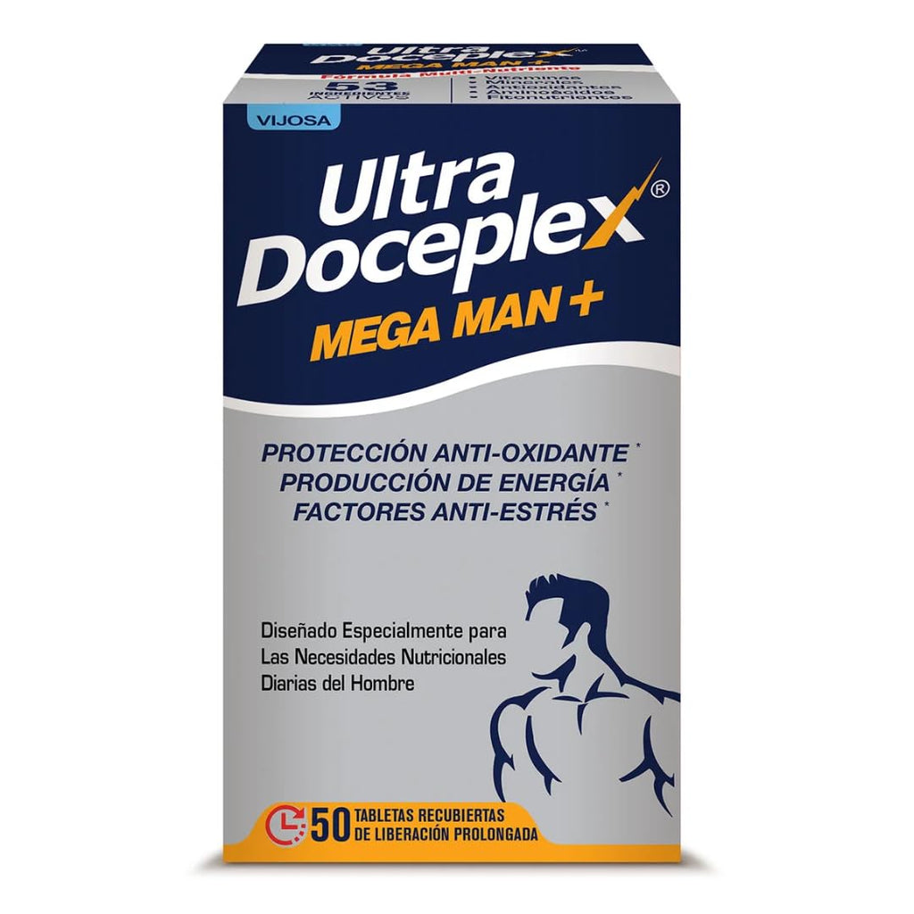 VIJOSA Ultra Doceplex Mega Man+ & Mega Woman+ – Antioxidant, Energy Boost, Stress Relief – 50 Prolonged-Release Tablets Each – Tailored Daily Nutrition for Men and Women