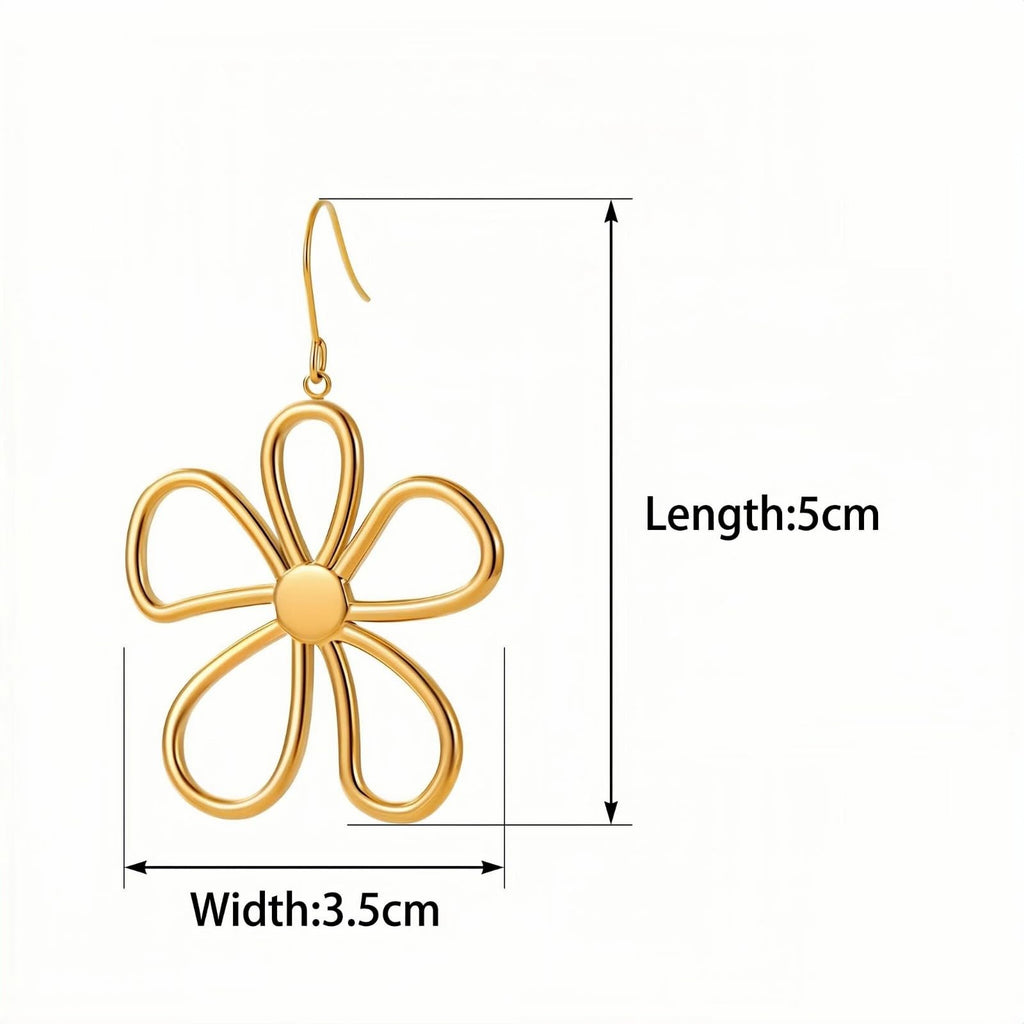 Hpoewre Gold Flower Statement Earrings for Women, Large Chunky Bohomian Summer Beach Floral Earring, Irregular Bold Exaggerated Earrings (Flower 7)
