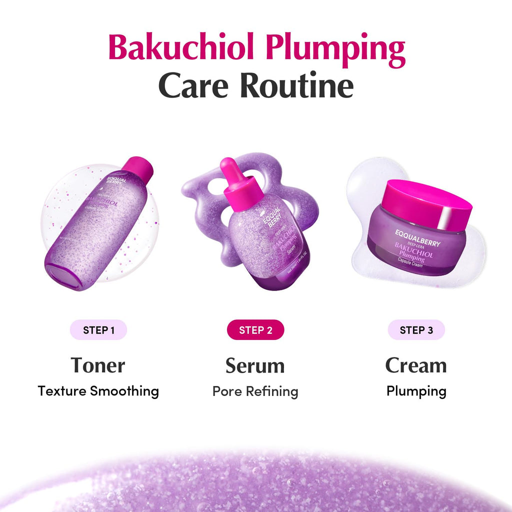 EQQUALBERRY Bakuchiol Plumping Serum | 0.5% Bakuchiol Retinol Alternative | Pore Minimizer for Sensitive Skin | Niacinamide & Peptide Wrinkle Care | Korean Skincare (1.01oz / 30ml)