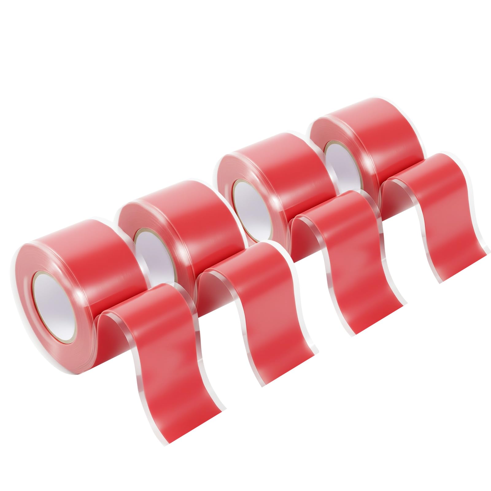 Anyknow 4-Pack Red Self Fusing Silicone Tape (40 Ft Total) - High Visibility Electrical Insulation Tape - Waterproof Rubber Grip Wrap for Tools & Sport Handles - Heat Resistant & Easy-Peel Liner