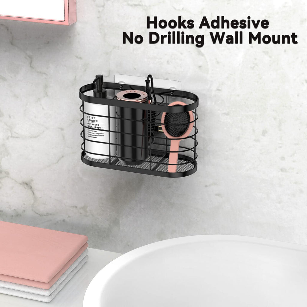 Aolldy 3 in 1 Hair Tool Organizer - Adjustable Height Wall Mounted/Cabinet Door Bathroom Organizer, Under Sink for Hair Dryer, Flat Irons, Curling Wands, Straighteners